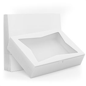 10 Pcs Half Sheet Cake Box Rectangle Set Durable 19x14x4 In Cardboard Boxes with Window Flip Top White Bakery Boxes for Cookies Cupcakes Macarons Reco