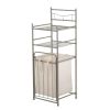 2-Shelf Steel Storage Shelf Unit with Hamper, Silver, Holds up to 20 lb Capacity