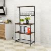 Artisasset Kitchen Bakers Rack, Coffee Bar, Microwave Oven Stand with High Display Shelf, for Spice Rack Organizer Workstation with 10 Hooks
