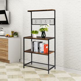 Artisasset Kitchen Bakers Rack, Coffee Bar, Microwave Oven Stand with High Display Shelf, for Spice Rack Organizer Workstation with 10 Hooks
