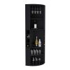 71" Corner Bar Cabinet with Five Shelves, Eight Bottle Cubbies and Stemware,Black