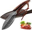 Meat Cleaver, Cleaver Knife, Kitchen Hunting Camping Knife, Stainless Steel, Feather Pattern, With Sheath
