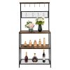 Artisasset Kitchen Bakers Rack, Coffee Bar, Microwave Oven Stand with High Display Shelf, for Spice Rack Organizer Workstation with 10 Hooks
