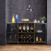 Industrial Wine Coffee Bar Liquor Cabinet Freestanding