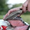 Meat Cleaver, Cleaver Knife, Kitchen Hunting Camping Knife, Stainless Steel, Feather Pattern, With Sheath