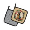 German Shepherd and Flowers Pair of Pot Holders Kitchen Heat Resistant Pot Holders Sets Oven Hot Pads for Cooking Baking BBQ, 7 1/2 x 7 1/2