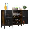 Industrial Wine Coffee Bar Liquor Cabinet Freestanding