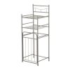 2-Shelf Steel Storage Shelf Unit with Hamper, Silver, Holds up to 20 lb Capacity