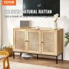 VEVOR Rattan Cabinet, Rattan Storage Cabinet 47inch with 3 Magnetic Doors and Adjustable Shelves, Sideboard Buffet Cabinet for Hallway, Entryway
