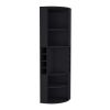 Oban Corner Bar Cabinet with Five Shelves , Eight Bottle Cubbies and Steamware Black