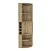 Oban Corner Bar Cabinet with Five Shelves , Eight Bottle Cubbies and Steamware Macadamia