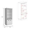 Dundee 70-Inch High 10-Glass Bar Cabinet with 5 Cubbies and 3 Open Shelves and Cabinet White