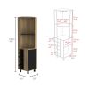 Kaia 70" Tall Corner Bar Cabinet With Four Shelves, Ten Wine Bottle Cubbies and Stemware in Natural Oak - Black