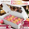 10 Pcs Half Sheet Cake Box Rectangle Set Durable 19x14x4 In Cardboard Boxes with Window Flip Top White Bakery Boxes for Cookies Cupcakes Macarons Reco