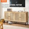 VEVOR Rattan Cabinet, Rattan Storage Cabinet 59inch with 4 Magnetic Doors and Adjustable Shelves, Sideboard Buffet Cabinet for Hallway, Entryway