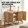 VEVOR Rattan Cabinet, Rattan Storage Cabinet 47inch with 3 Magnetic Doors and Adjustable Shelves, Sideboard Buffet Cabinet for Hallway, Entryway
