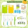 17Pcs Montessori Kitchen Tools Toddlers-Kids Cooking Sets Real-Toddler Safe Knives Set Kitchen Cookware Baking Toy Sets Educational Gift for 3-12 Year