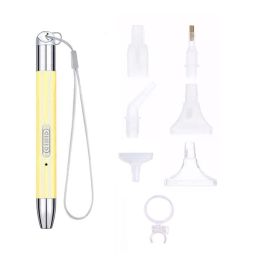 1pc USB Rechargeable Lighting 5D Diamond Painting Point Drill Pen Set Tools DIY Luminous Embroidery Diamond Drawing Drill Pen (Color: Yellow)