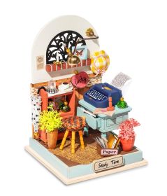 Robotime DIY Taste Life Kitchen Doll House with Furniture Children Adult Miniature Dollhouse Bubble Bath Wooden Kits Toy Gift DS (Ships From: China, Color: DS017 Record Mood)
