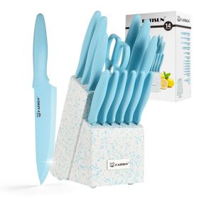 14 Pieces Fancy Rainbow Titanium Coating Kitchen Knife Set (default: default)
