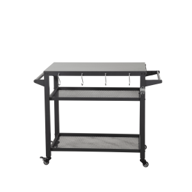 3-Shelf Outdoor Grill Table, Grill Cart Outdoor with Wheels, Pizza Oven Table and Food Prep Table, Blackstone Table with Propane Tank Hook (Color: as Pic)