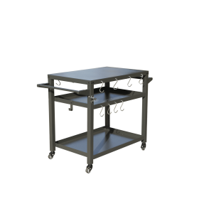 3-Shelf Outdoor Grill Table, Grill Cart with Wheels, Outdoor Pizza Oven Table and Food Prep Table, Blackstone Table with Propane Tank Hook (Color: as Pic)