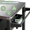 3-Shelf Outdoor Grill Table, Grill Cart Outdoor with Wheels, Pizza Oven and Food Prep Table, Blackstone Table with Stainless Steel Tabletop