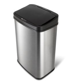 13-Gallon Stainless Steel Kitchen Trash Can with Motion Sensor Lid (Color: Black Top)