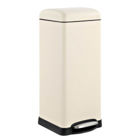8-Gallon Retro Stainless Steel Step-On Trash Can in Finish (Color: Light Almond Beige)