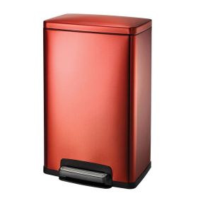 Stainless Steel 13-Gallon Kitchen Trash Can with Step Lid (Color: Copper Red Finish)